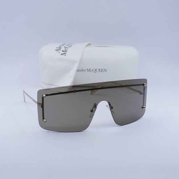Final Price! Alexander McQueen AM0412S 002 Gold/Brown Sunglasses - Picture 6 of 11